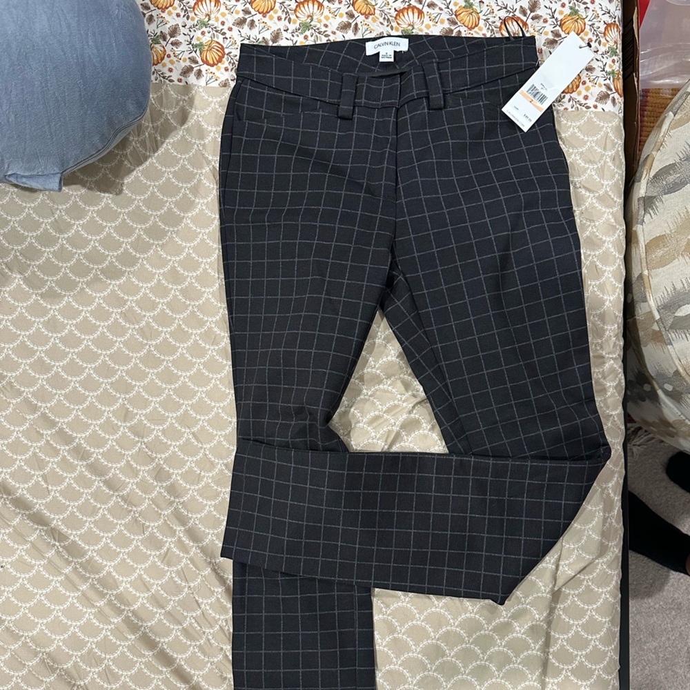 Calvin Klein Charcoal Windowpane Trousers
